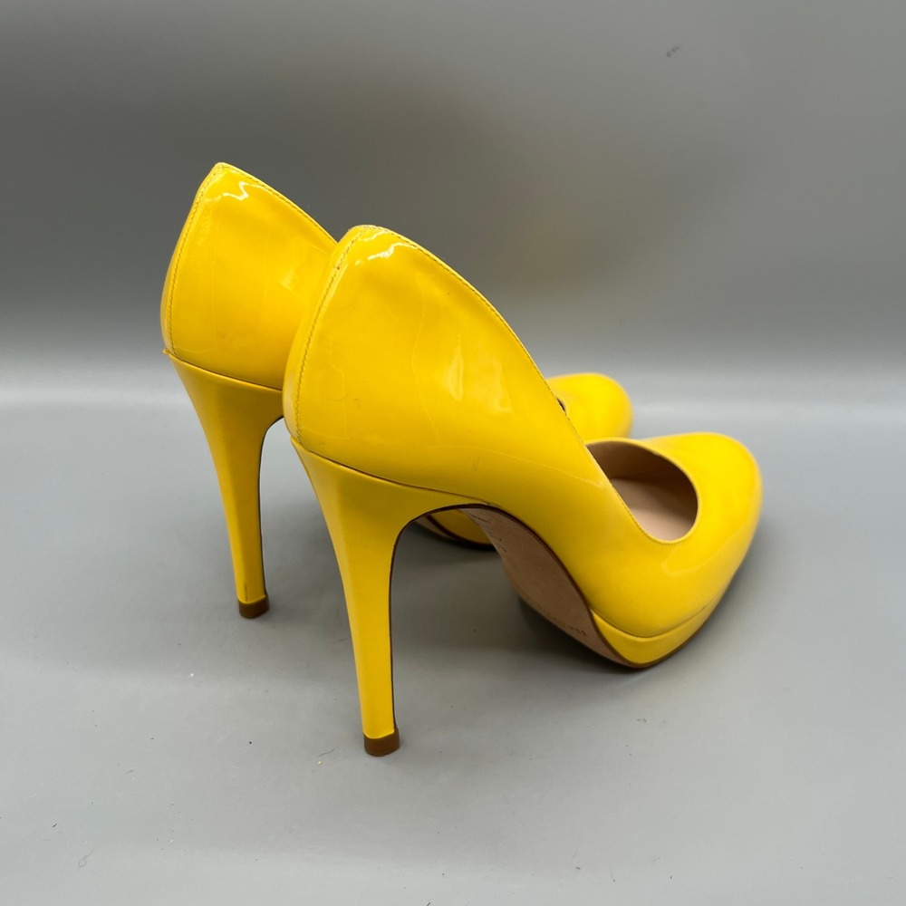 LK Bennett Shoes Womens 8.5 Yellow Patent Leather Platform Stiletto Heels Pumps - Picture 7 of 11